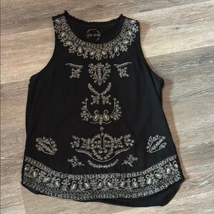 Lucky Brand Black Silver Embellished Tank Top